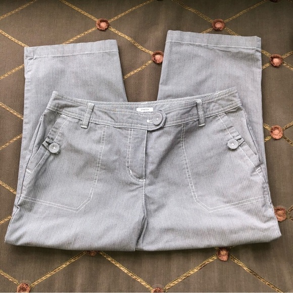 Liz Claiborne Cropped Pants in Grey Stripe Capri Straight Leg (10) - Picture 1 of 9